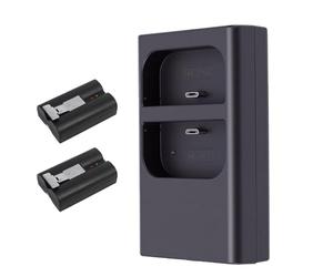 Glaeptio Chargeur de Batterie de Sonnette pour Ring Doorbell 2 3 3 Plus 4 | Double Emplacement pour Charger Deux Batteries à la Fois, Port USB C pour un Chargement Rapide, Protection Intelligente du