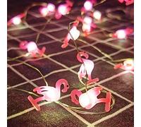 GLAITC Guirlande Lumineuse 3D LED Lumineuse Chauds Lumiere Flamingo D'ananas Cactus Guirlande Lumineuse 2m 20 LED pour D'anniversaire Mariage Décoration (Flamant)