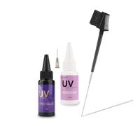 GlamorDove Kit d'outils d'extension de cheveux UV super rapide - 30 g de dissolvant de colle, colle de collage, accessoires de rechange, peigne coiffant pour extensions invisibles
