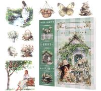 Glamoreal Jardin Journal Sticker, 50 Feuilles Washi Stickers pour Junk Journaling, Accessoires Scrapbooking, Scrapbooking Aquarelle pour Adultes, Décor Éphémère Vert pour Art et Artisanat