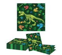 GlamRays Lot de 20 Serviettes Dino, Serviettes Dino Anniversaire Enfant, Deko Dino pour Anniversaire Enfant Fille Baptême Garçon (33x33CM)