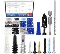 Glarks 1 kit d'ancrages et de vis pour cloison sèche, comprend des ancrages muraux coniques en béton, des ancrages en plastique et des ancrages muraux creux, des ancrages autoperceuses, des vis