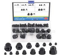 Glarks 100 7 tailles BLACK NYLON gland hexagonal Nut set, m3 M4 M5 M6 M8 M10 M12 dôme décoratif hexagonal couvercle écrou tête hexagonale dôme gland couvercle écrou