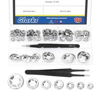 Glarks 160pcs dents internes étoile verrouillage rondelles avec pinces Kit d'assortiment, 7 taille ressort pousser sur verrouillage écrous clips de vitesse clips de maintien