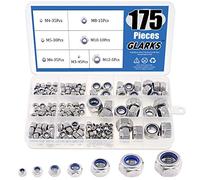Glarks 175 pcs métrique en acier inoxydable 304 en nylon Verrou Écrou Assortiment kit - M3 M4 M5 M6 M8 M10 M12