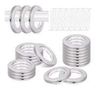 Glarks 20 ensembles de 42 mm (1-5/8") de diamètre intérieur, tringles à rideau en plastique avec œillets et rondelles, faciles à enclencher, tringles à rideau silencieuses à bas bruit pour rideaux DIY