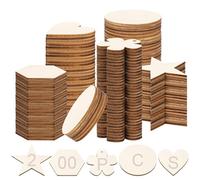Glarks 200 PCS 4cm 5cm ensemble en bois inachevé, 5 décorations en bois, amour en bois vierge, découpe en bois inachevée, copeaux de bois vierges pour la décoration d'anniversaire de mariage