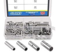 Glarks 220 pcs non isolés Connecteurs Butt Assortiment kit, 22-16/16-14/14-12/12-10 AWG Calibre sans fil électrique non isolés Virole câble Crimp terminal kit pour électrique Splice DIY