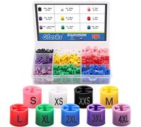 Glarks 290 pièces, 9 couleurs, XXS - 4XL, marqueurs de taille de vêtements colorés, clips de taille à code couleur, kit d'assortiment, convient aux crochets de 2 à 4 mm pour porte-fils