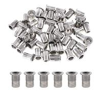 Glarks 304 en acier inoxydable Plat Tête filetée Rivetnut Insert Nutsert Rivet Écrou Assortiment kit - M3 M4 M5 M6 M8 M10, M6 US, 50