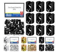 Glarks 50pcs M6 x 10mm noir Barrel Croix Dowels écrou fentu, écrou baril lourd, écrous embarqué marteau pour les vis de meubles, lits, berceau, chaises, remplacement de matériel