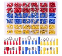 Glarks 540 pièces Assortiment de connecteurs rapides pour fils mixtes 22-16/16-14/12-10 AWG, cosses à sertir à cosse plate/anneau/fourche/raccord bout à bout, bornes à sertir isolées pour fils