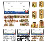Glarks 60pcs M6 x 10/12/15/20mm Zinqué Barrel Croix Dowels Kit d'écrou fentré, comprend 40pcs Barrel Nut, 10pcs M6x10mm 4-pronged Tee Nut, 10pcs M6x15mm Hex Socket fileté écrou d'insertion