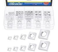 Glarks 90 ensemble d'écrous carrés en acier au carbone m3 M4 M5 M6 M8 écrou carré en zinc blanc plaqué écrou carré Set de combinaison de filetage à dents grossières métriques
