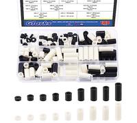 Glarks Assortiment de 180 entretoises rondes en nylon pour vis M5 - Rondelles rondes en ABS noir et blanc pour interrupteur électrique et prise de courant
