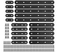 Glarks Ensemble de 110 pièces, 20 pièces, 40 mm x 80 mm x 130 mm x 200 mm, plaques de joint d’angle plates et droites en métal noir, connecteur de réparation et fixation pour meubles en bois avec vis