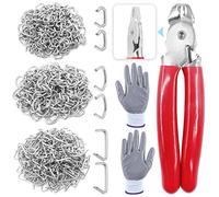 Glarks Kit de 362 pinces pour anneaux de porc avec 360 anneaux de porc en acier de 1.27 cm, 3/4 cm, 9.5 cm, artisanat, meubles et plus encore