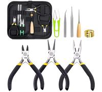 Glarks Kit de 6 Pinces à Bijoux - Outils Professionnels Avec Bec Aiguille, Rond, Courbe, Coupe-Fil, Sertir et Bout (3