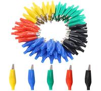 Glarks Lot de 100 pinces crocodiles de 28 mm pour test électrique avec couvercle isolant de protection noir/rouge/jaune/bleu/vert pour tests en laboratoire
