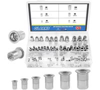 Glarks Lot de 126 écrous à rivets filetés en acier inoxydable 304 M3 M4 M5 M6 M8 M10 à tête plate