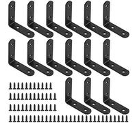 Glarks Lot de 15 équerres en L noires de 65 mm à angle droit pour chaise en bois, bibliothèque, fenêtre, meuble (65 x 65 x 3 mm)