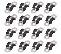 Glarks Lot de 16 colliers de serrage de 8 mm à 2 trous en acier inoxydable 304 avec coussin en caoutchouc, kit de fixation rigide en U pour fixation (8 mm)