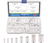 Glarks Lot de 166 embouts de fil en cuivre plaqué argent - 8 tailles AWG 12 10 8 6 4 2 1 2/0