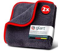 Glart 42TP Set de Chiffons en Microfibre - 2 Chiffons de 40x40 cm - sans Peluches & sans Traces - Chiffon de Nettoyage pour façades Brillantes, Verre, miroirs, Surfaces laquées, Cuisine, Entretien de