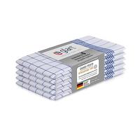 Glart 48KB1 Lot de 5 torchons 50x70 cm bleu à carreaux - 100% coton, certifié OEKO-TEX, lavable, avec crochet, prélavé, absorbant, facile d'entretien, pour cuisine, ménage, restauration