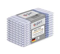 Glart 48KB2 Lot de 10 torchons 50x70 cm bleu à carreaux - 100% coton, certifié OEKO-TEX, prélavé, absorbant, lavable, durable, avec crochet, pour maison, cuisine, restauration, bureau
