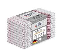 Glart 48KR2 Lot de 10 torchons 50x70 cm, Rouge à Carreaux - 100% Coton, certifié Oeko-TEX, prélavé, Absorbant, Lavable, Durable, avec Crochet, pour Maison, Cuisine, Restauration, Bureau