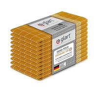 Glart 48YI2 Lot de 10 torchons de Cuisine 50x70 cm en Coton 100% en Jaune, certifié Oeko-TEX Standard 100, Non Pelucheux, Lavable, prélavé pour la Cuisine et la Vaisselle