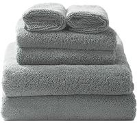 Glart 49M4G Premium Quality Absorbent Microfibre Hand Towels. Easily Dries Skin and Hair Just by Dabbing. Set of 6, Colour: Grey