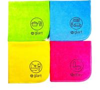 Glart Lot de 4 Chiffons en Microfibres 40 x 40 cm Chiffons universels ménage Cuisine Toilette Salle de Bain Maison Jardin Bureau