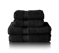 Glart - Lot de Serviettes Éponge de Qualité Supérieure, Gamme Disponible en 6 Coloris et 5 Tailles, Coloris : Noir, 2 Serviettes de Bain de 70 X 140 cm et 2 Serviettes de Toilette de 50 X 100 cm