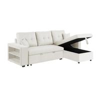 Concept Usine – Canapé d'angle convertible Glasgow 4 places beige avec coffre