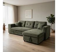 Concept Usine Canapé d'angle convertible GLASGOW 4 places 233 cm Vert bois Coffre