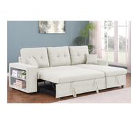 Concept Usine – Canapé d'angle convertible Glasgow 4 places beige avec coffre