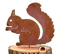 Glaskönig Statuette d'écureuil assis, élégante, décoration de jardin en métal rouillé, hauteur x largeur : 25 x 21 cm