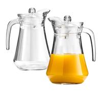 VILDE Lot de 2 pichets en verre 1,4 L - Couvercle, poignée pratique, facile à nettoyer - Idéal pour toutes boissons