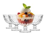 Glasmark KROSNO 1992 Lot de 4 verres à glace, bol à dessert en verre transparent de 300 ml, bol à gelée de fruits, passe au lave-vaisselle