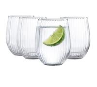 Glasmark KROSNO 1992 Verres Highball Set de 4 465 ml | Grands verres Longdrink cannelés pour cocktail & thé glacé