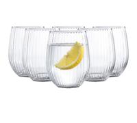 Glasmark KROSNO 1992 Verres Highball Set de 6 465 ml | Grands verres Longdrink cannelés pour cocktail & thé glacé