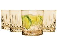 Glasmark Krosno Ensemble de verres à whisky Whisky Rhum Gin Bourbon Verres à cocktail Cadeaux Coffret cadeau d'anniversaire pour hommes amateurs de whisky Accessoires d'alcool Doré 4 x 280 ml