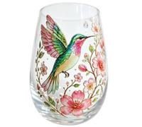 Glass Tea Cup - Bird Flower Mug, 3.31x4.57in 300ml Pattern Water Tool for Home Birthday Party Wedding Whiskey Kitchen Bar, Household Supplies Accessories for Daily Drinking and Beverage Serving Tasks