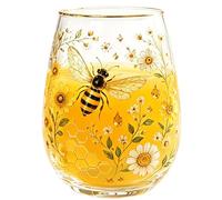 Glass Tea Cups 14oz Embossed Bird Gold Rimmed Glassware Features A Bee Or B