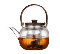 Glass Teapot 1L Clear Pitcher With - Lid And Wooden Handle With