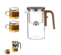 Glass Teapot with Strainer, Water Separation Glass Teapot with Wooden Handle, Enchantipot Magic Tea Pot, Glass Teapot with Infuser, Witchcraft Teapot Cup, Magical Teapot with Infuser(Transparent,520ml