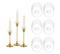 Glasseam Bougeoirs à Anneaux Transparents, Bougeoir à Bougie en Verre Bobeche Set De 24, Protecteur De Bougie Rond pour Bougeoirs De NoëL, Bougeoir à Bougie Bobeches pour Centre De Table De Mariage