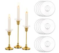Glasseam Bougeoirs à Anneaux Transparents, Set De 12 Bougeoirs En Verre Bobeche Pour Centre De Table De Mariage Et Fêtes De NoëL